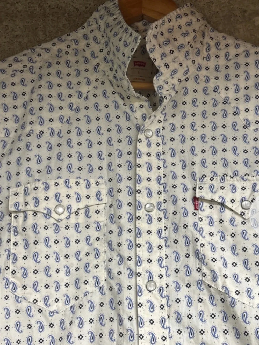 Levi's White Button-Down Shirt with Blue Paisley Print
